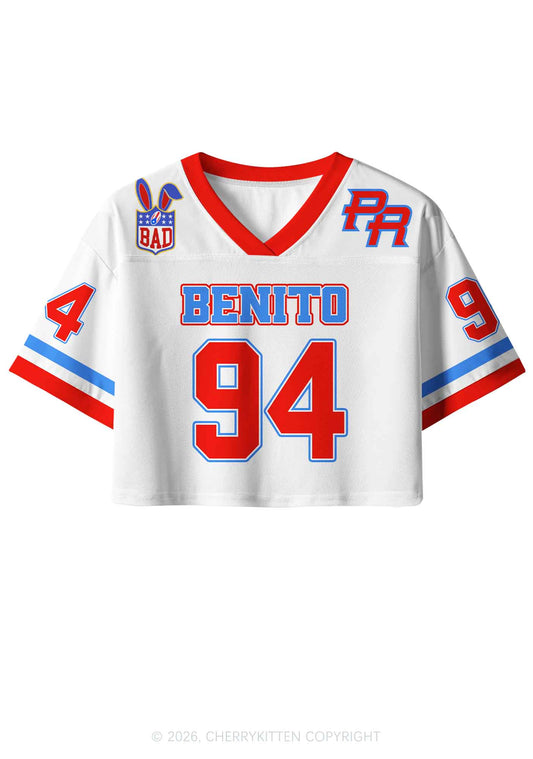 Red Blue Stripe Bunny Y2K Crop Sport Jersey Shirts Cherrykitten