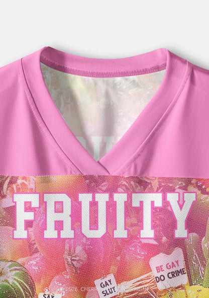 Pink Fruity Pride Y2K Crop Sport Jersey Shirts Cherrykitten