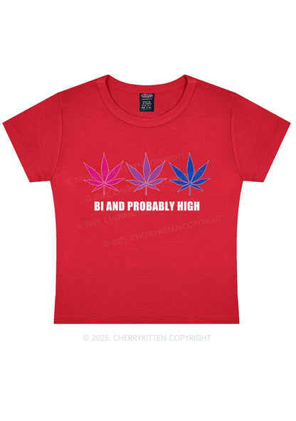 Bi Probably High Pride Y2K Baby Tee Cherrykitten