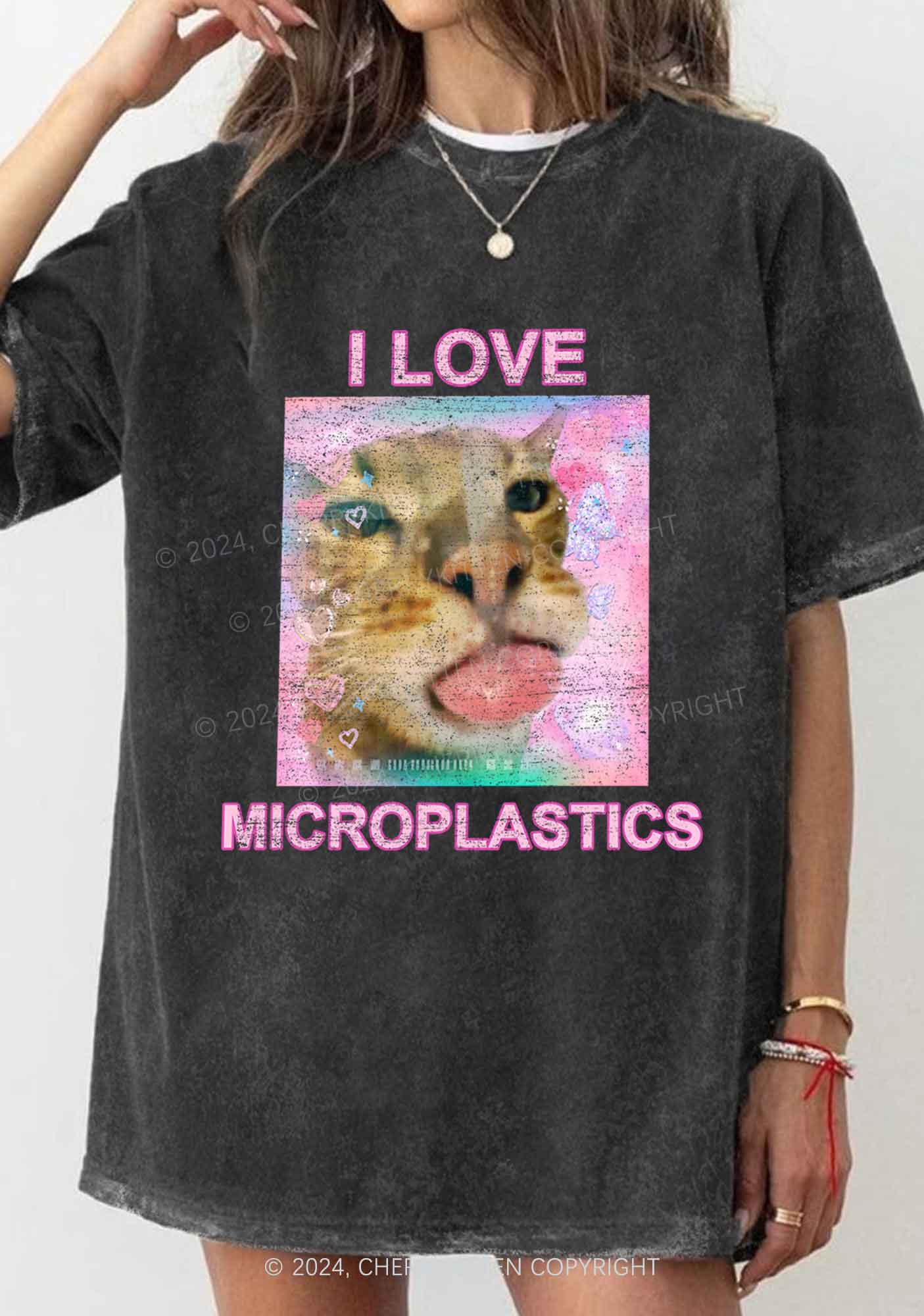 I Love Microplastics Y2K Washed Tee Cherrykitten