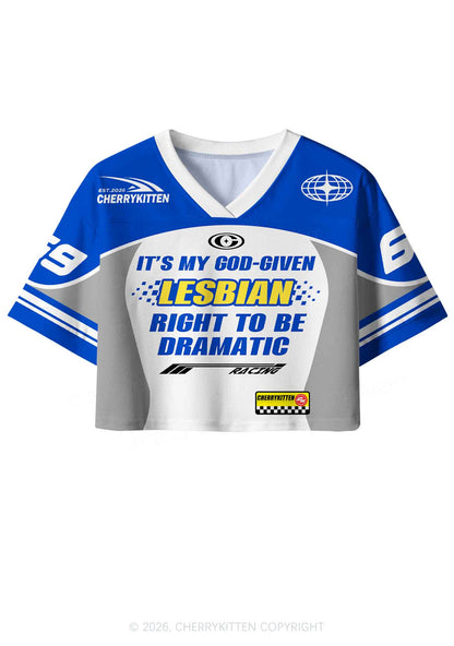 God Given Lesbian Right Pride Y2K Crop Sport Jersey Shirts Cherrykitten