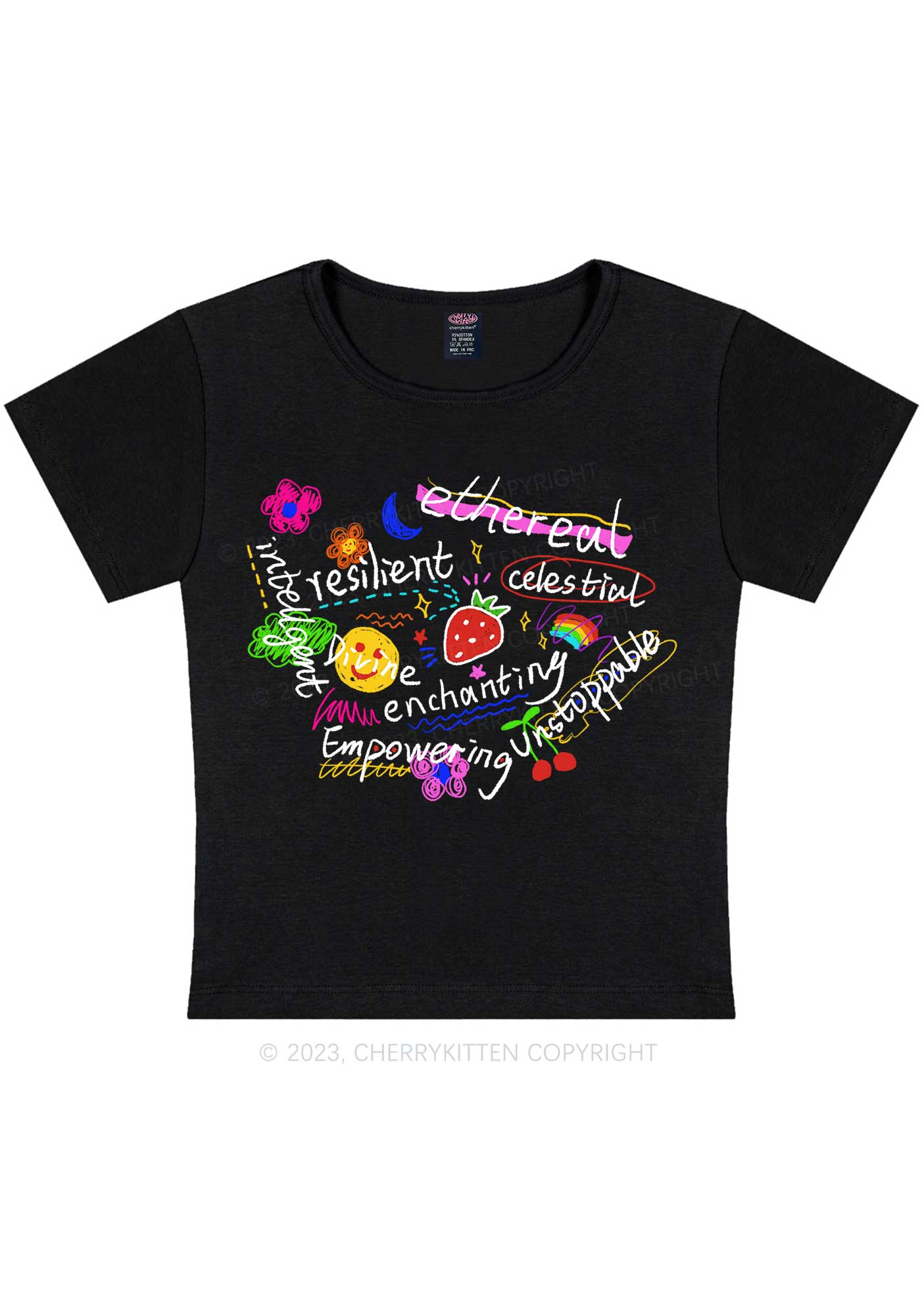 Curvy Girl Empowering Y2K Baby Tee Cherrykitten