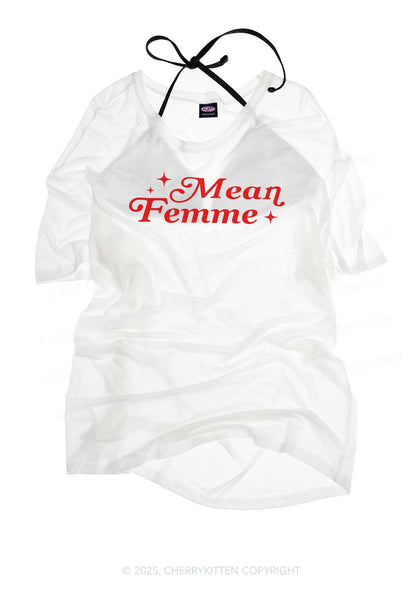 Mean Femme Pride Y2K Sheer Boyfriend Tee Cherrykitten