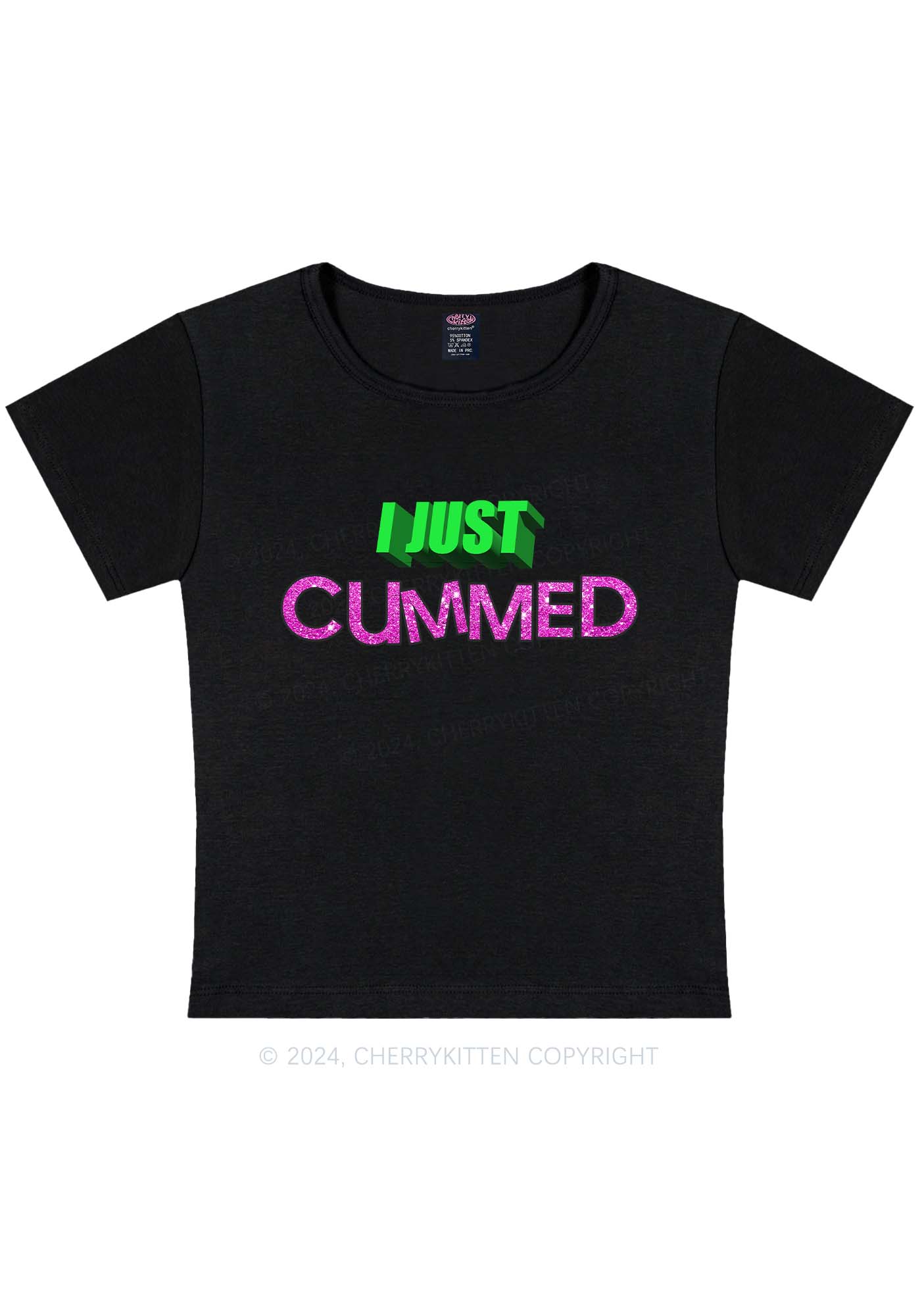 Curvy I Just Cummed Y2K Baby Tee Cherrykitten