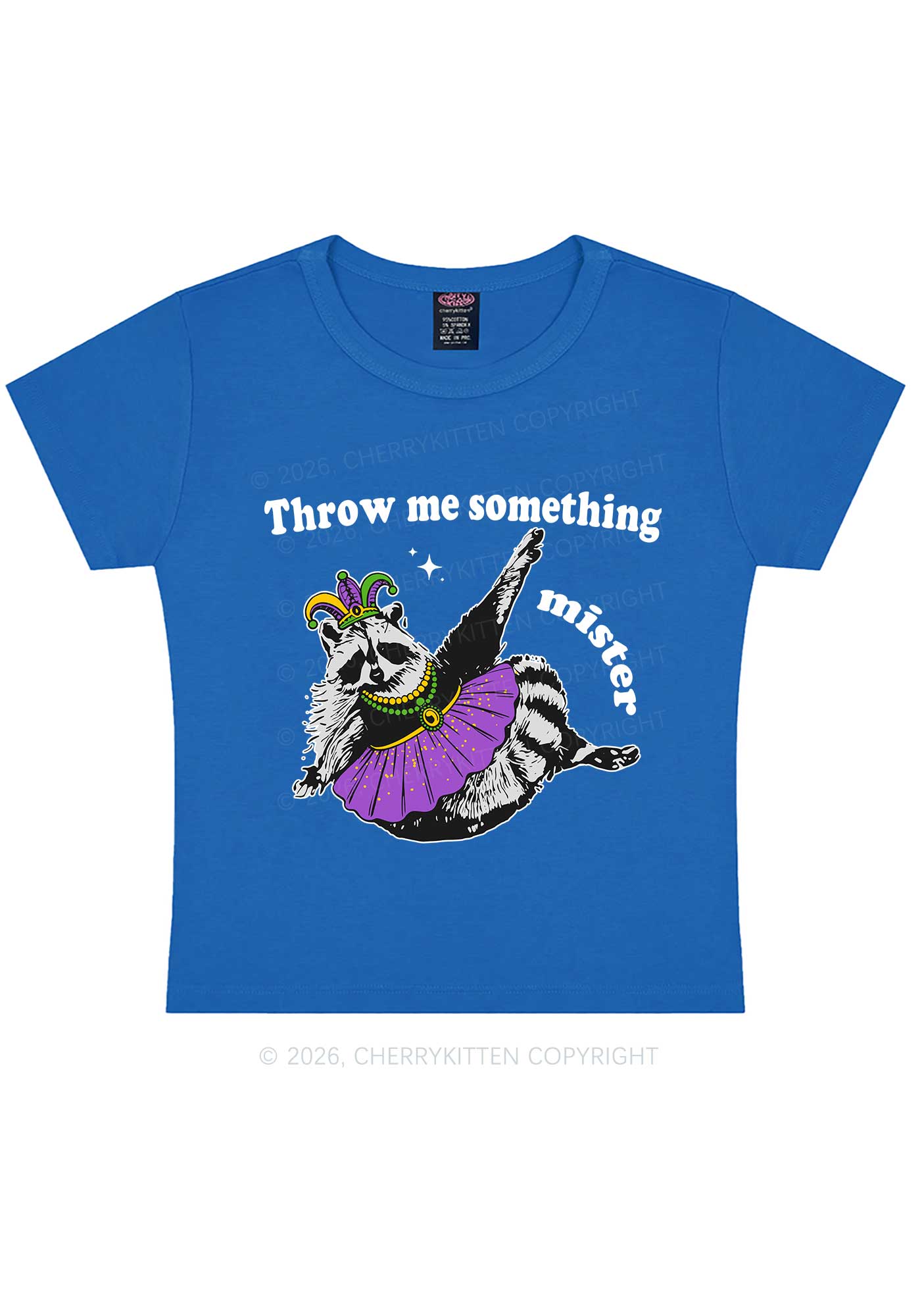 Throw Me Something Mister Raccoon Y2K Baby Tee Cherrykitten