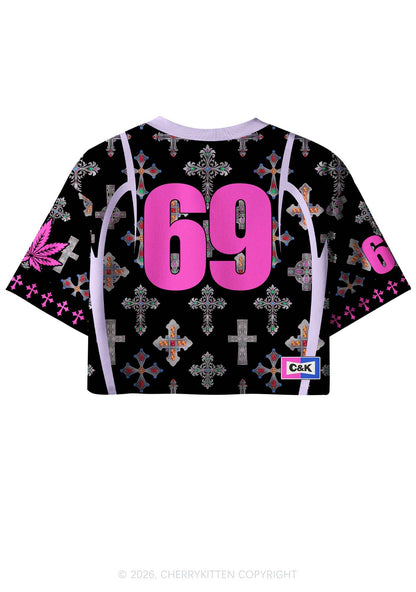 I Roll Blunts Cross Y2K Crop Sport Jersey Shirts Cherrykitten
