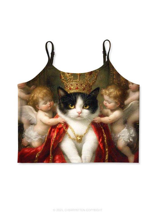 The Cat King And Angels Y2K Print Cami Crop Top Cherrykitten