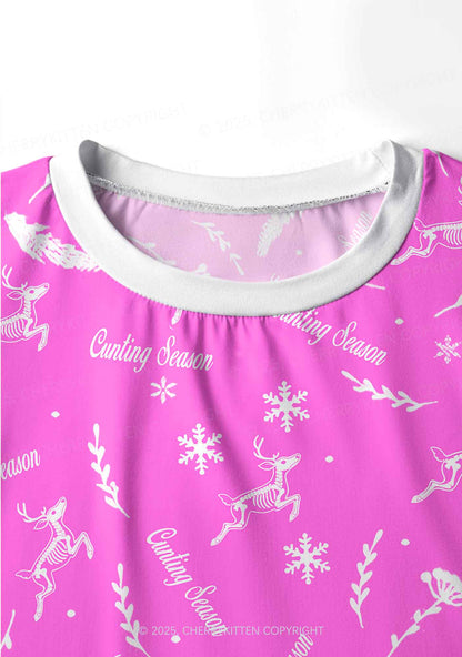 Christmas Cunting Season Y2K Print Long Sleeve Pajama Set Cherrykitten