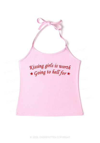 Kissing Girls is Worth Pride Y2K Halter Neck Cami Cherrykitten