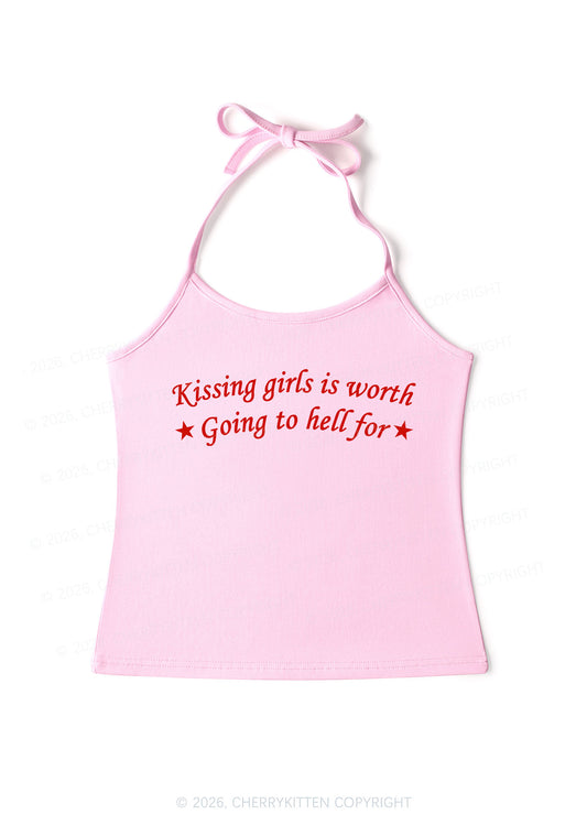 Kissing Girls is Worth Pride Y2K Halter Neck Cami Cherrykitten