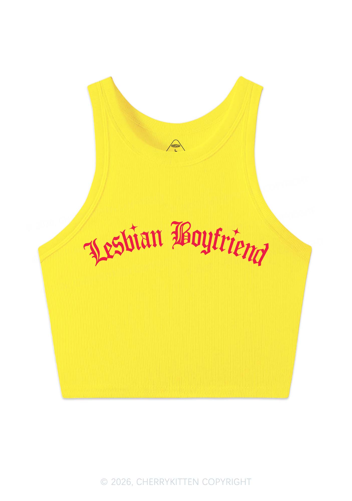Lesbian Boyfriend Pride Y2K Crop Tank Top Cherrykitten