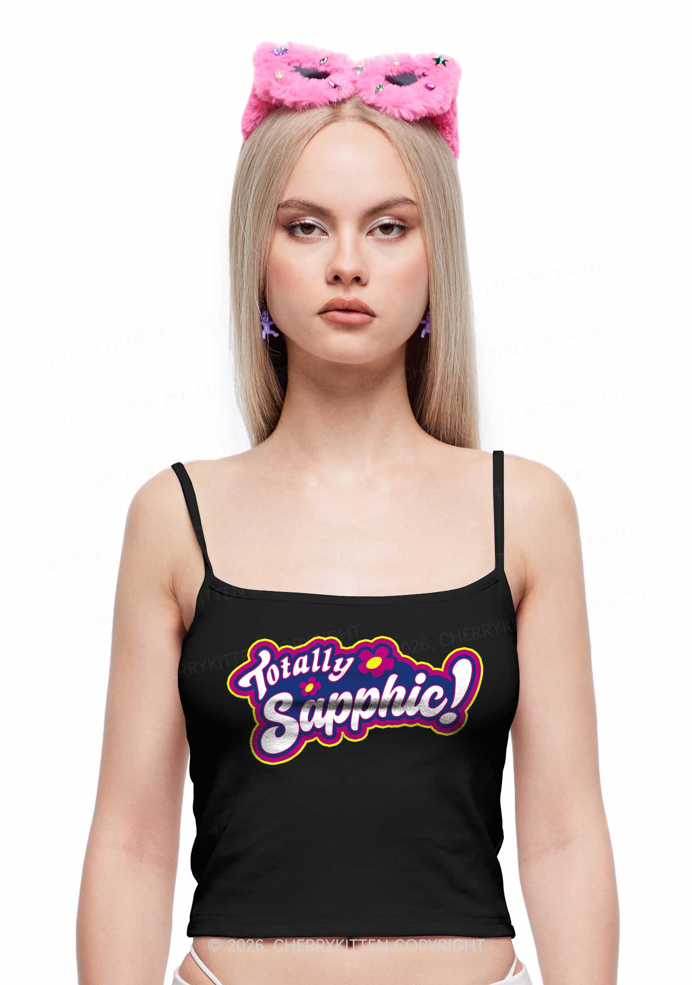 Totally Sapphic Pride Y2K Spaghetti Strap Cami Cherrykitten