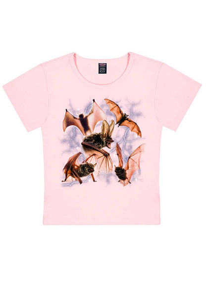 Halloween Bat In Lightning Y2K Baby Tee Cherrykitten