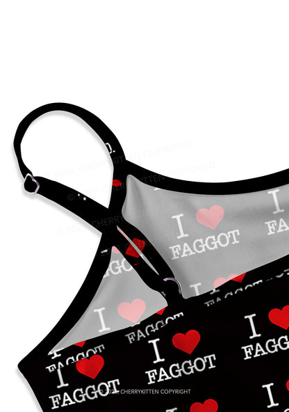 I Love Faggot Valentine's Day Y2K Print Cami Crop Top Cherrykitten