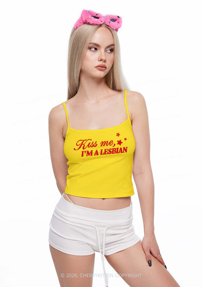 Kiss Me Im Lesbian Pride Y2K Spaghetti Strap Cami Cherrykitten