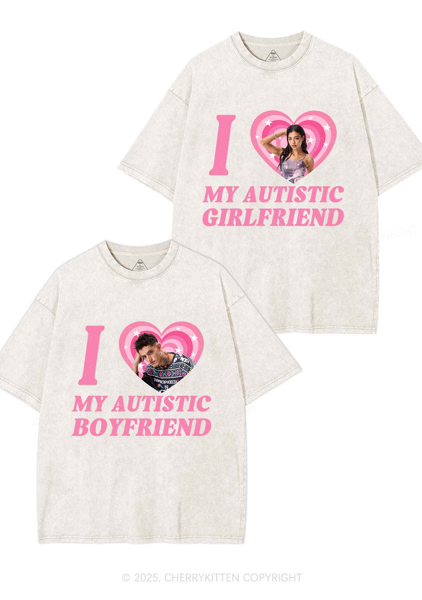 Custom My Autistic BF GF Y2K Valentine's Day Washed Tee Cherrykitten