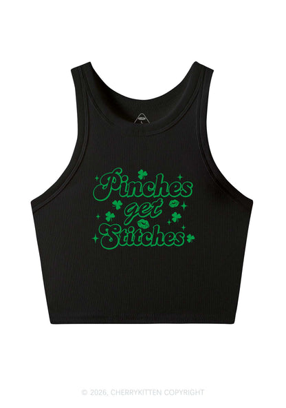 Pinches Get Stitches St Patricks Y2K Crop Tank Top Cherrykitten