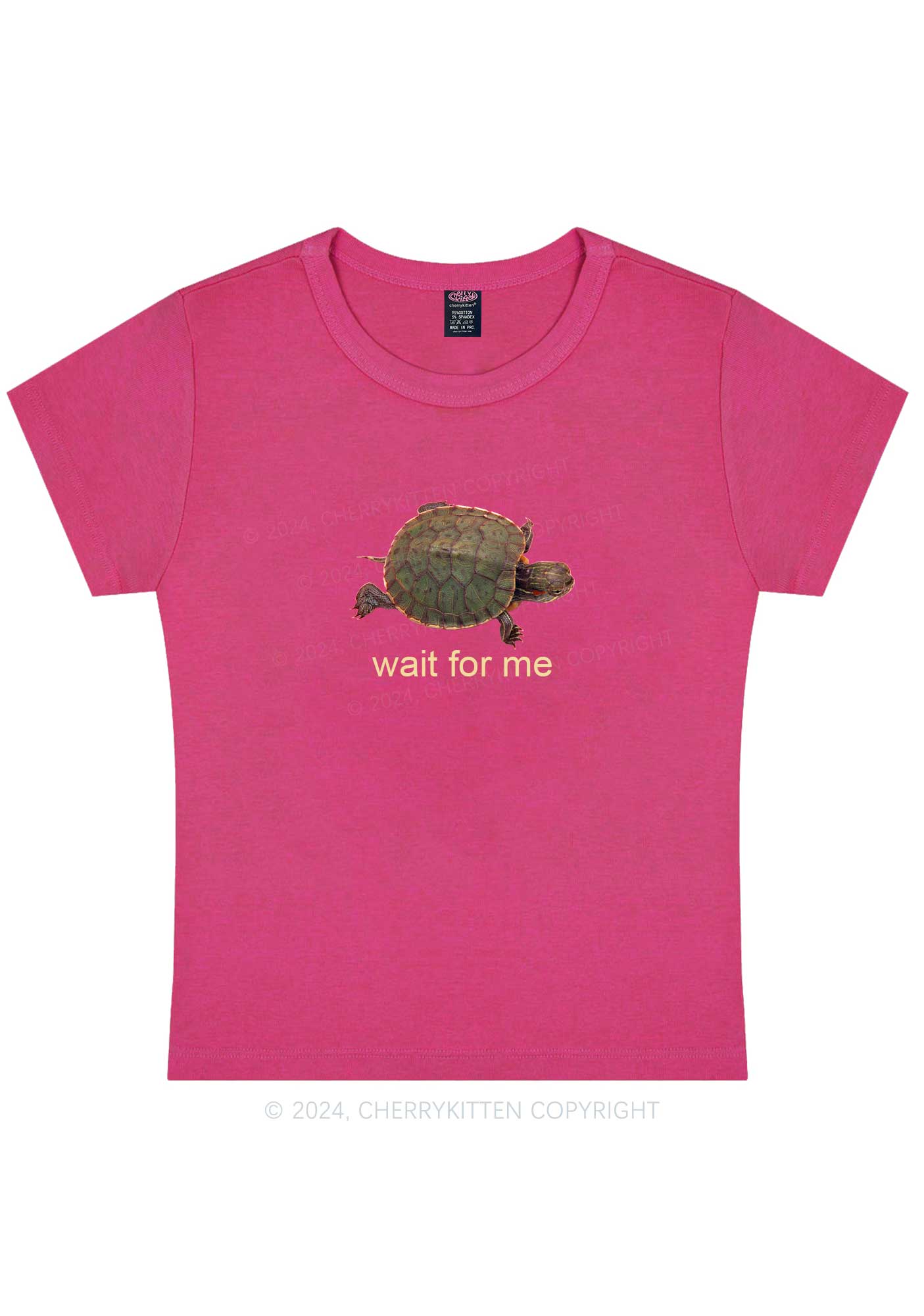 Curvy Wait For Turtle Y2K Baby Tee Cherrykitten