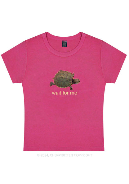 Curvy Wait For Turtle Y2K Baby Tee Cherrykitten