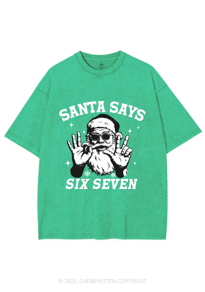 Christmas Santa Says Six Seven Y2K Shirts Washed Tee Cherrykitten