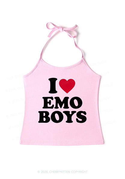 I Love Emo Boys Y2K Halter Neck Cami Cherrykitten