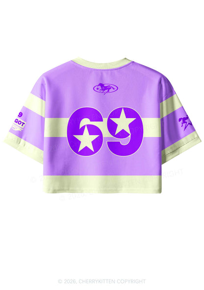 Purple Faggot Stripes Pride Y2K Crop Sport Jersey Shirts Cherrykitten