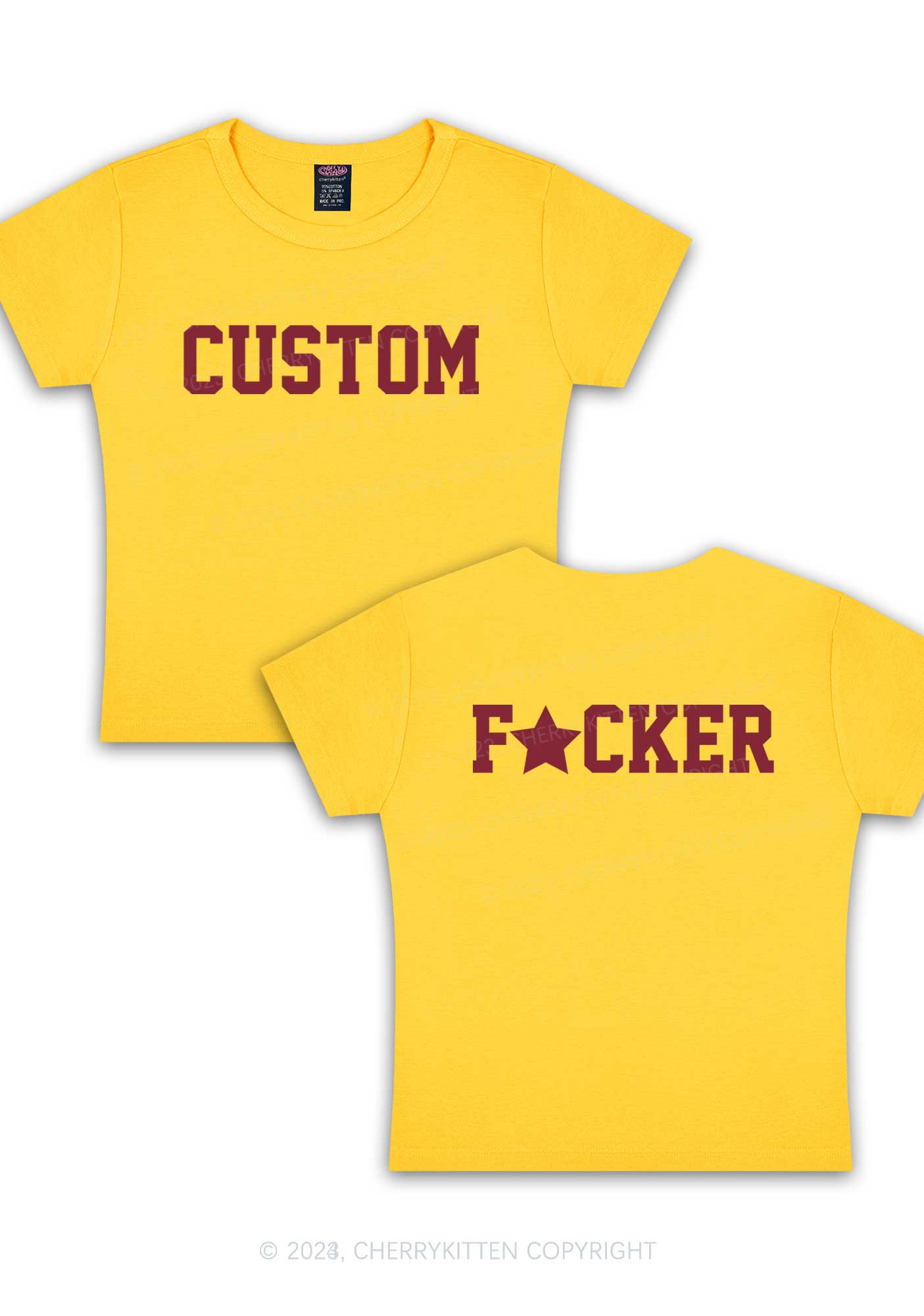 Custom fxcker Two Sides Y2K Baby Tee Cherrykitten