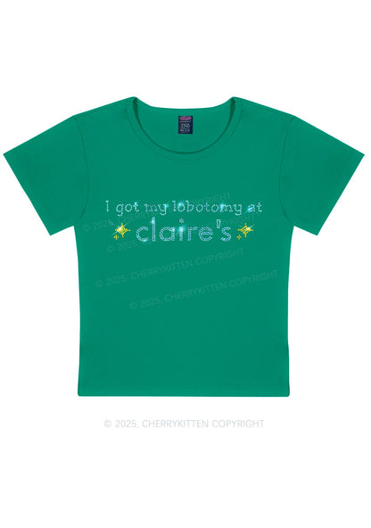 Rhinestone I Got My Lobotomy At Claires Y2K Baby Tee Cherrykitten