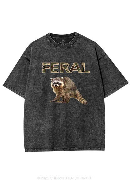Feral Raccoon Y2K Shirts Washed Tee Cherrykitten