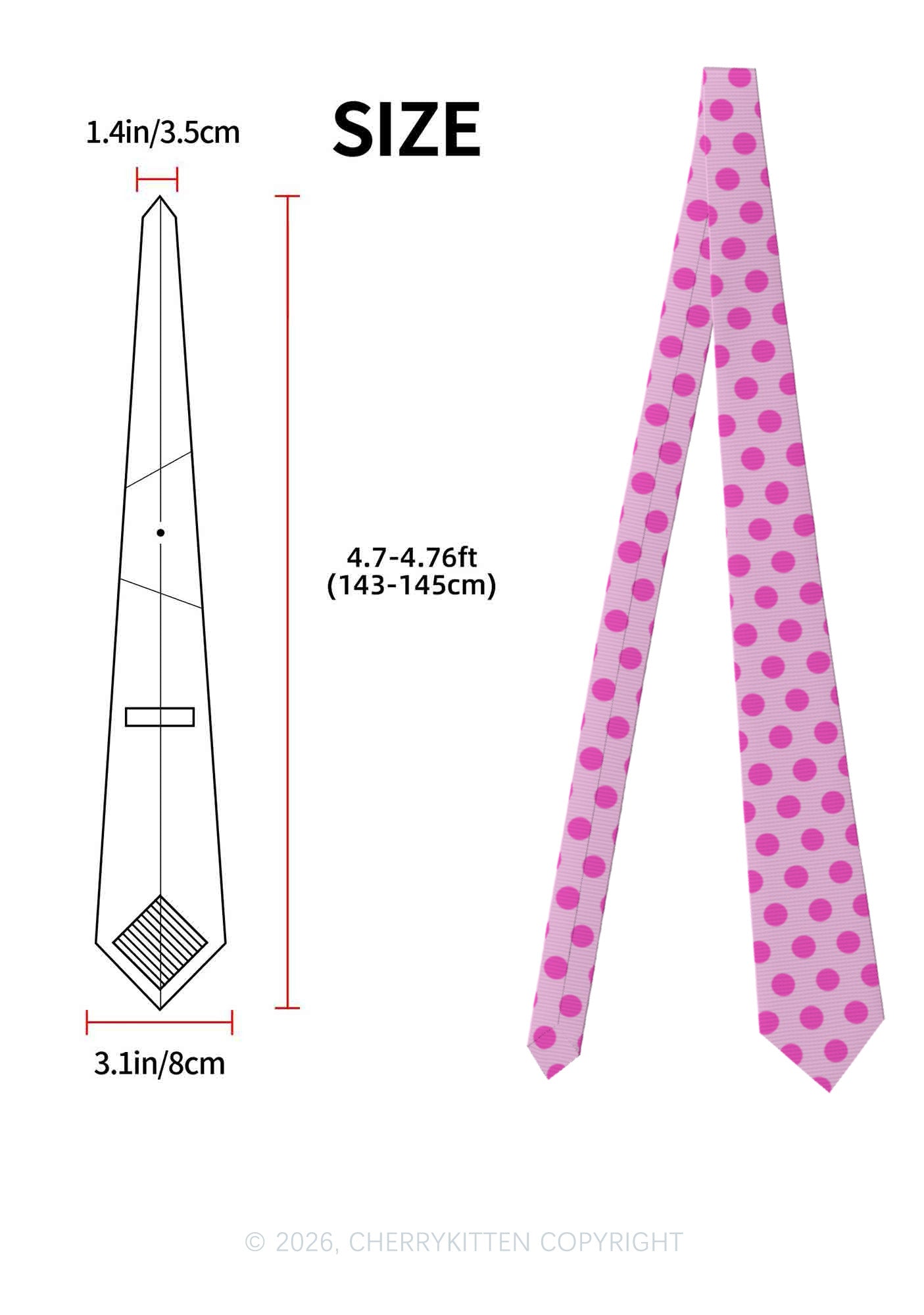 Hot Pink Dots On Light Pink Y2K Necktie Cherrykitten