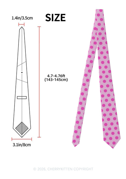 Hot Pink Dots On Light Pink Y2K Necktie Cherrykitten