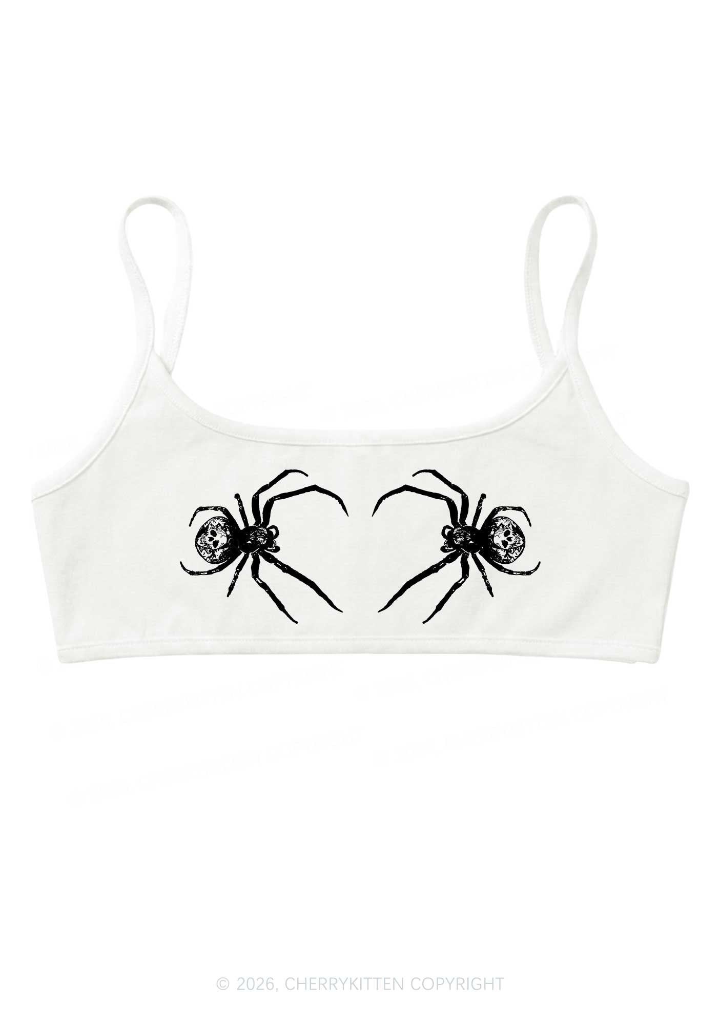 Skull Spider Y2K Super Crop Cami Cherrykitten