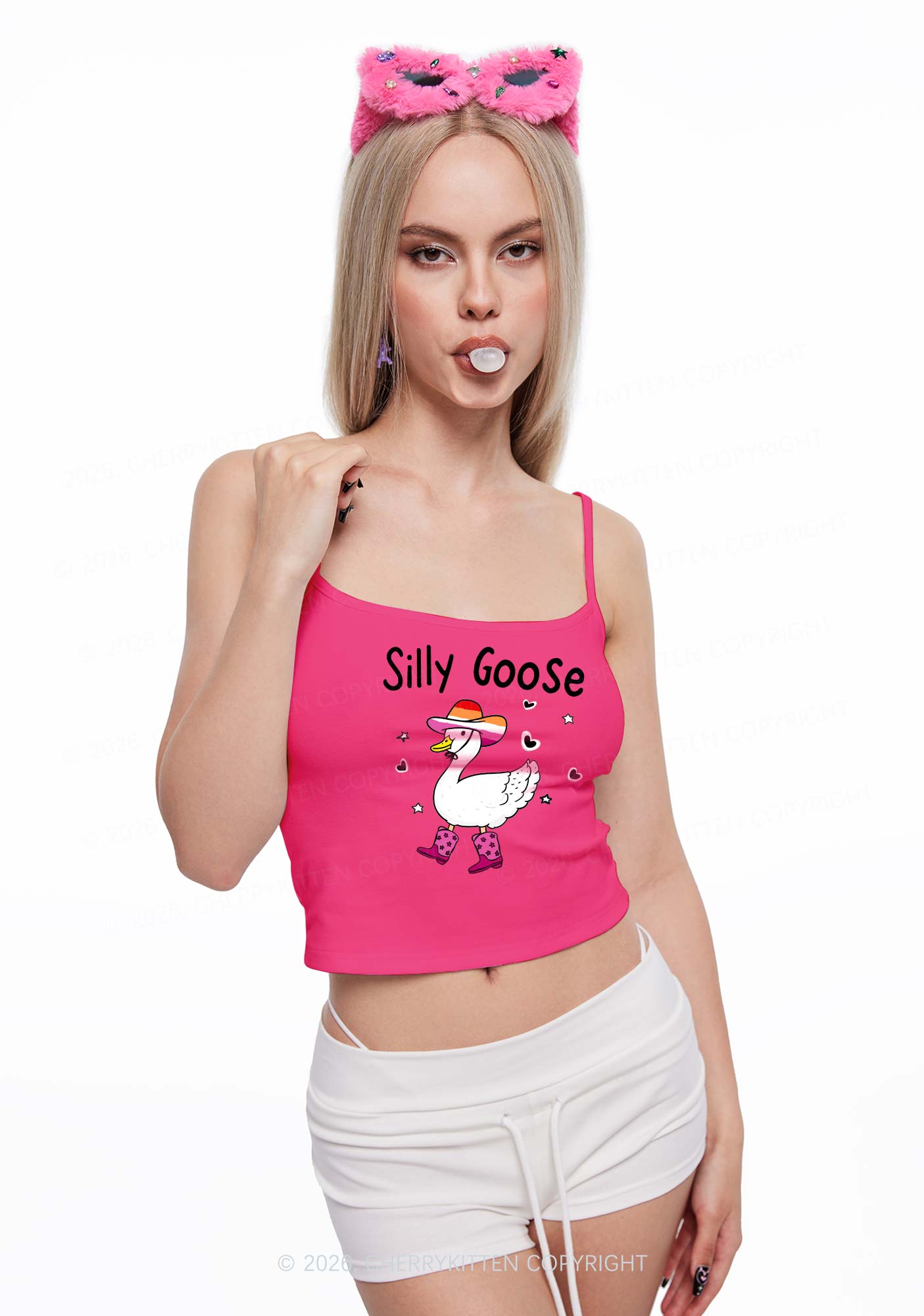 Silly Goose Lesbian Pride Y2K Spaghetti Strap Cami Cherrykitten