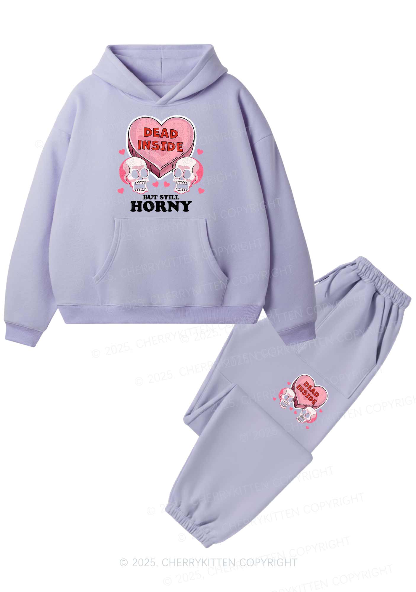 Halloween Dead Inside Y2K Fleece Hoodie Set Cherrykitten