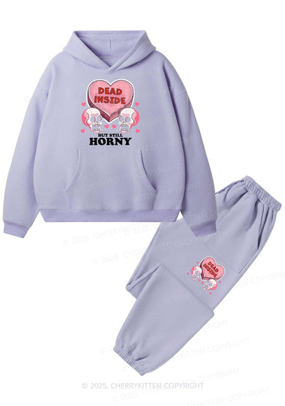 Halloween Dead Inside Y2K Fleece Hoodie Set Cherrykitten