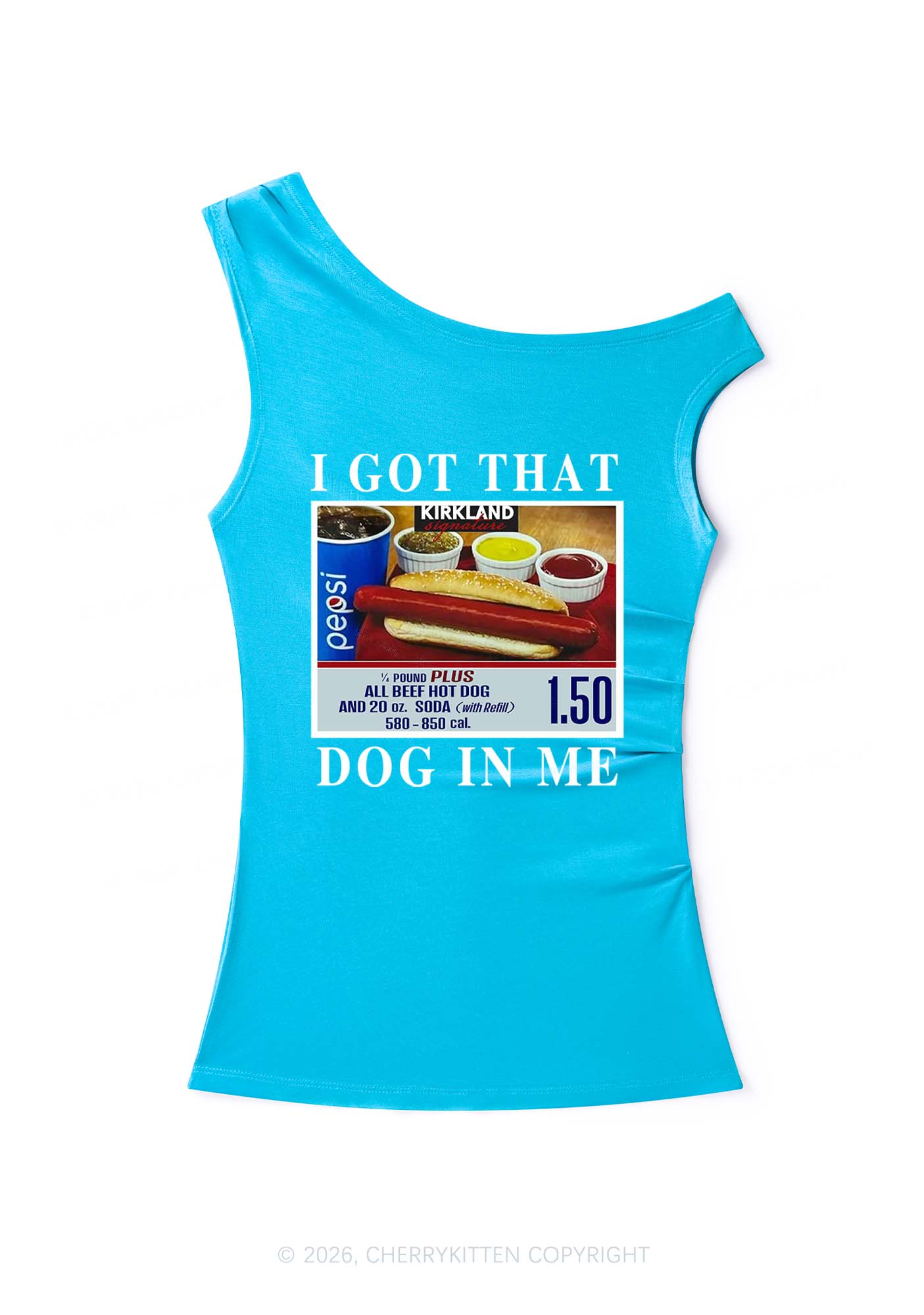 I Got That Hot Dog In Me Y2K Off Shoulder Tank Top Cherrykitten