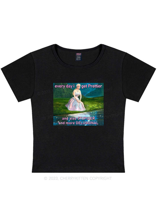 Prettier Stupider Delusional Y2K Baby Tee Cherrykitten