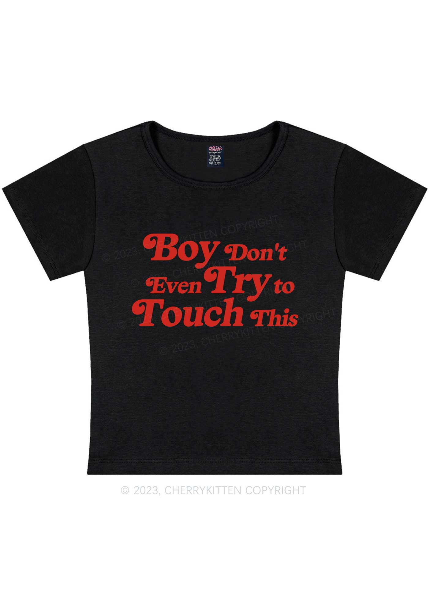 Curvy Boy Don't Touch This Y2K Baby Tee Cherrykitten