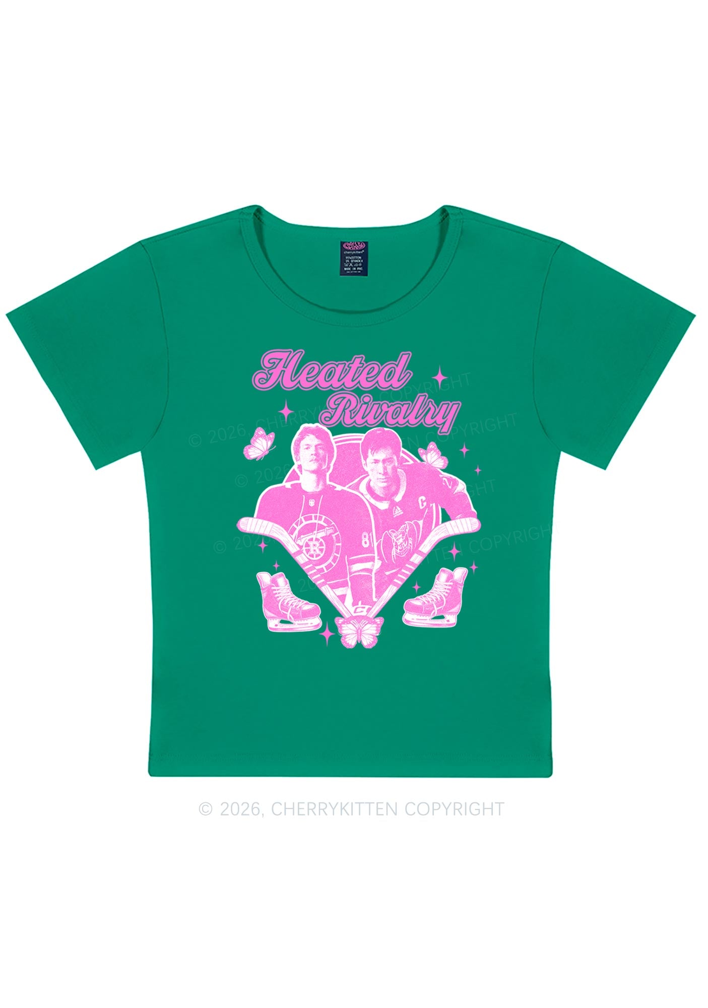 Retro Hockey Elements Y2K Baby Tee Cherrykitten