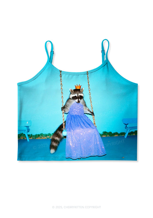 Princess Raccoon Y2K Print Cami Crop Top Cherrykitten
