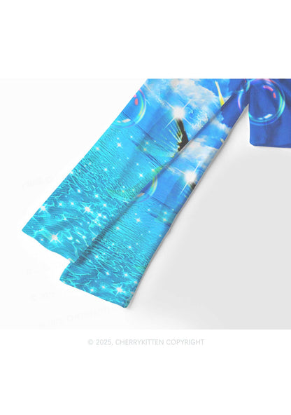 Tropical Fish Y2K Mesh Long Sleeve Crop Top Cherrykitten