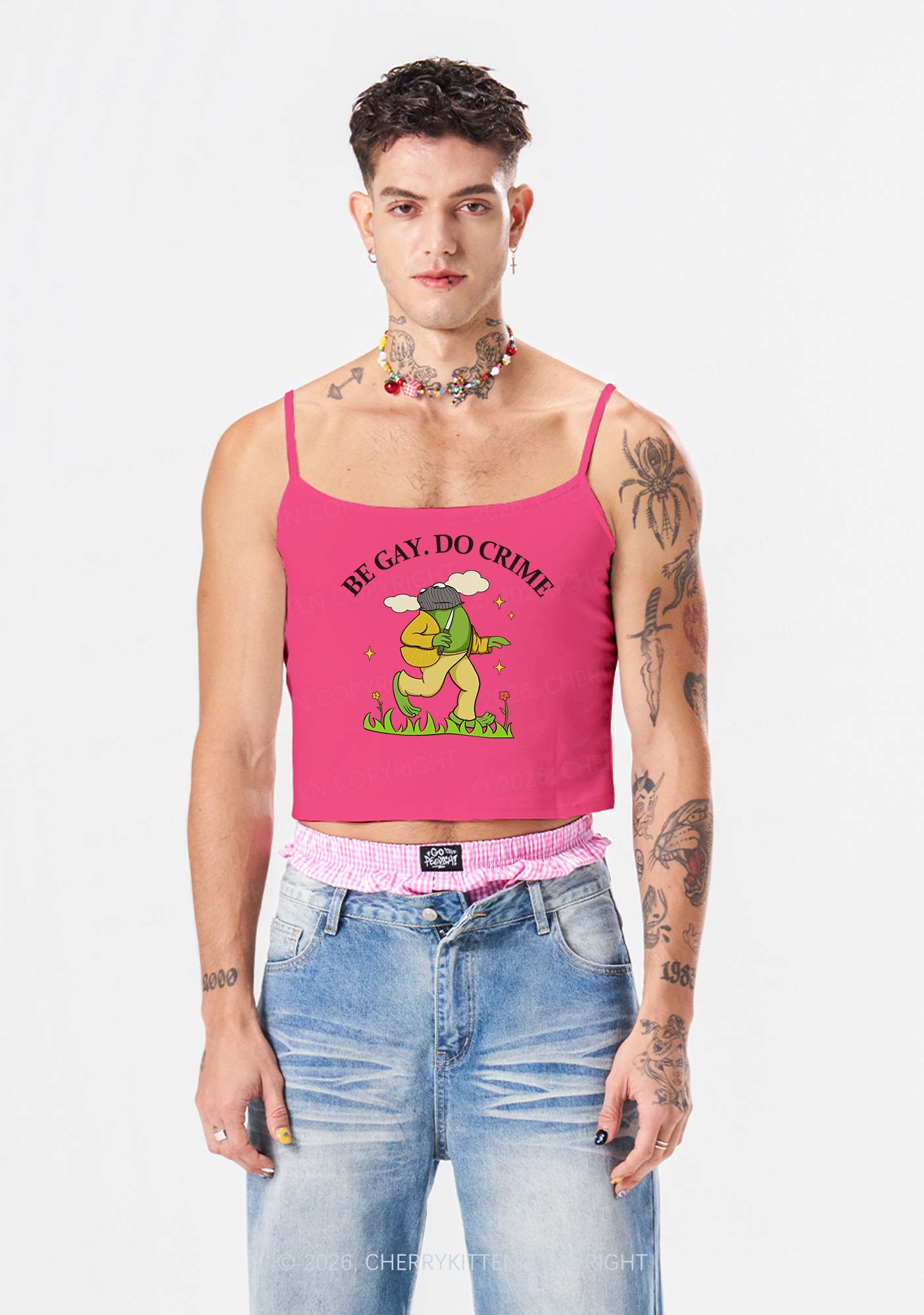 Be Gay Do Crime Frog Pride Y2K Spaghetti Strap Cami Cherrykitten