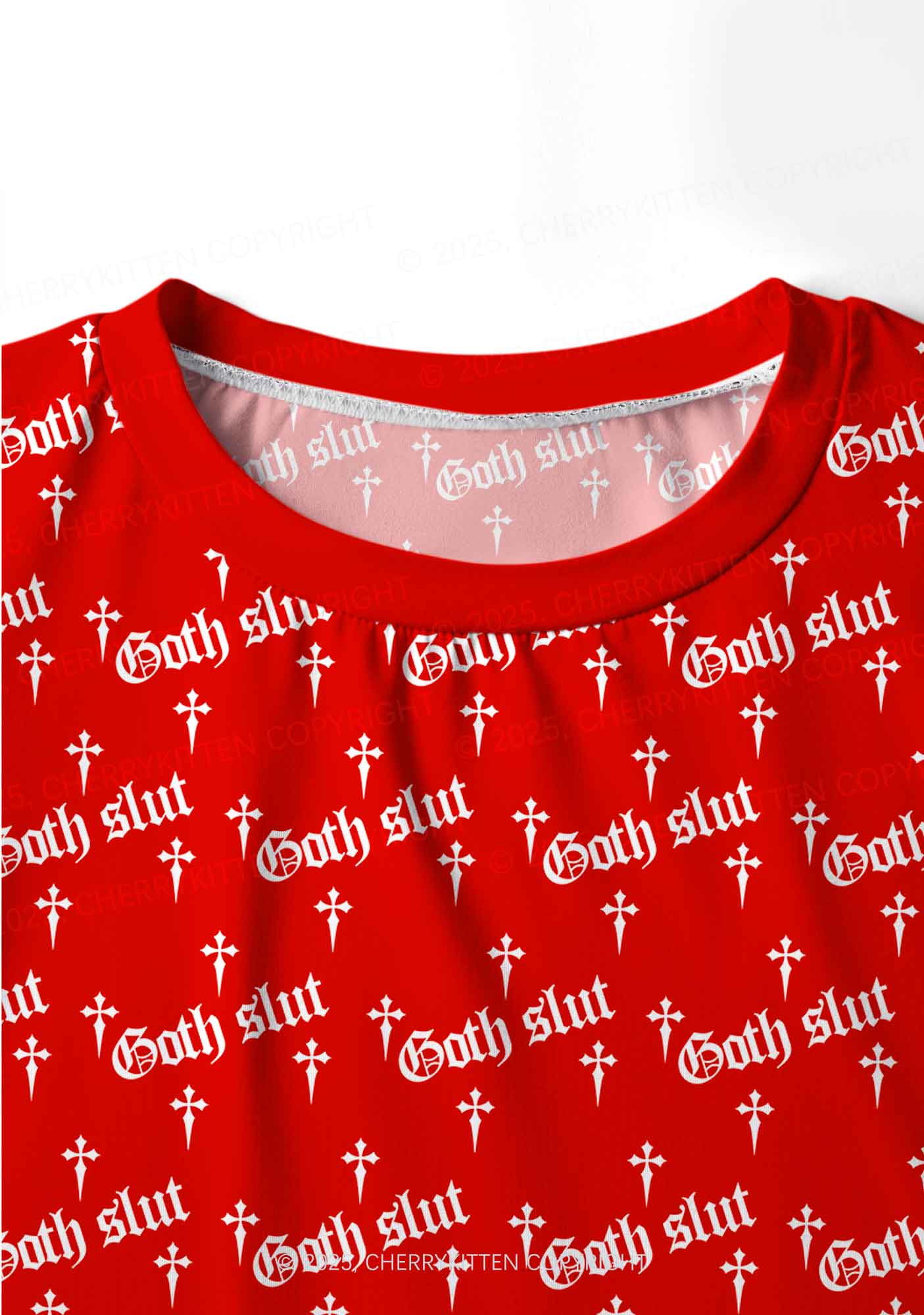 Halloween Goth Slxt Y2K Print Long Sleeve Pajama Set Cherrykitten