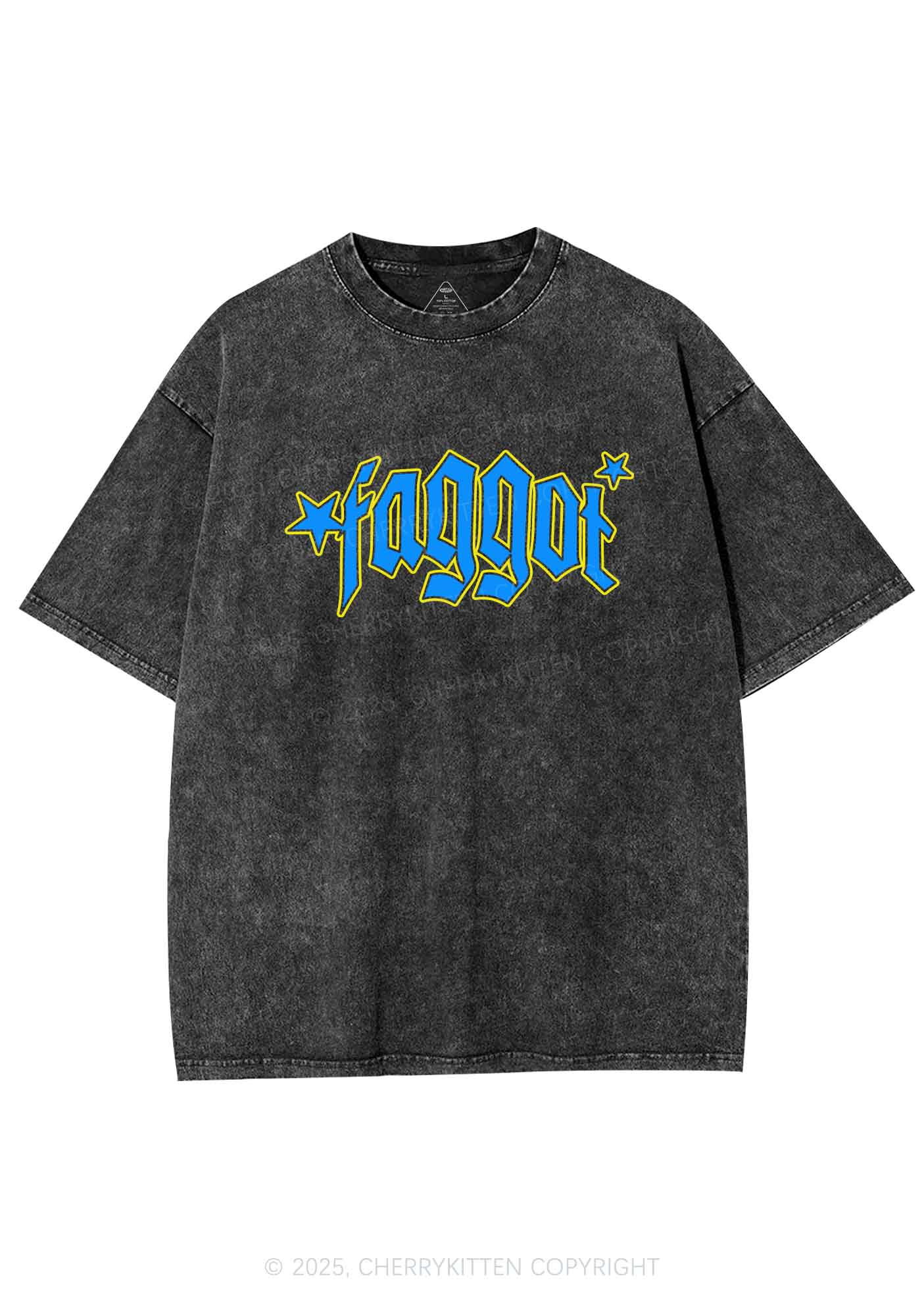 Faggot Stars Pride Y2K Shirts Washed Tee Cherrykitten