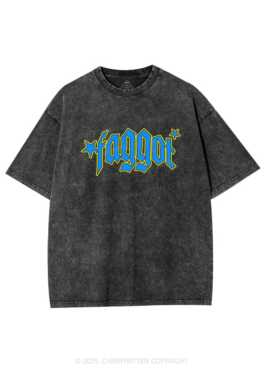 Faggot Stars Pride Y2K Shirts Washed Tee Cherrykitten