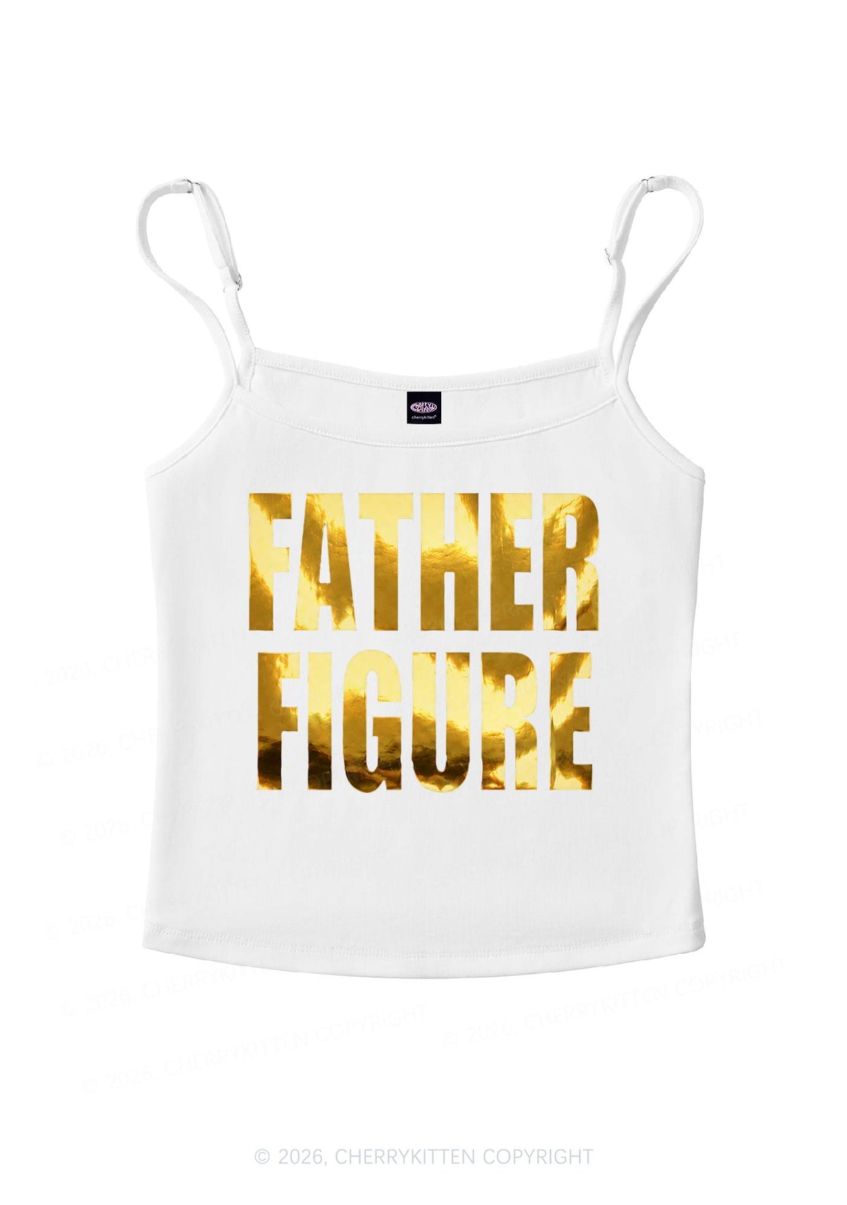 Father Figure Silver Foil Printed Y2K Spaghetti Strap Cami Cherrykitten
