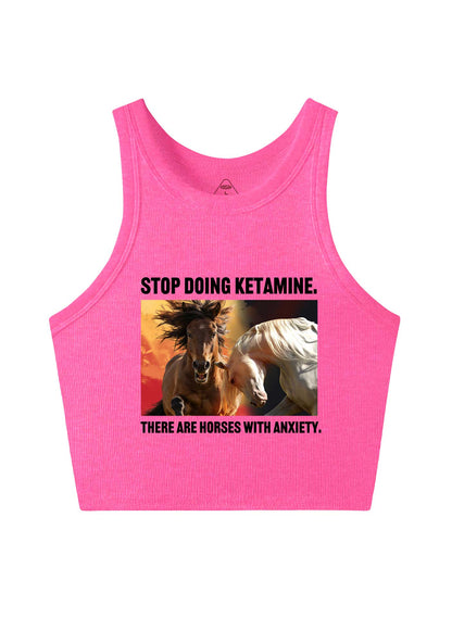 There Are Horses With Anxiety Y2K Crop Tank Top Cherrykitten