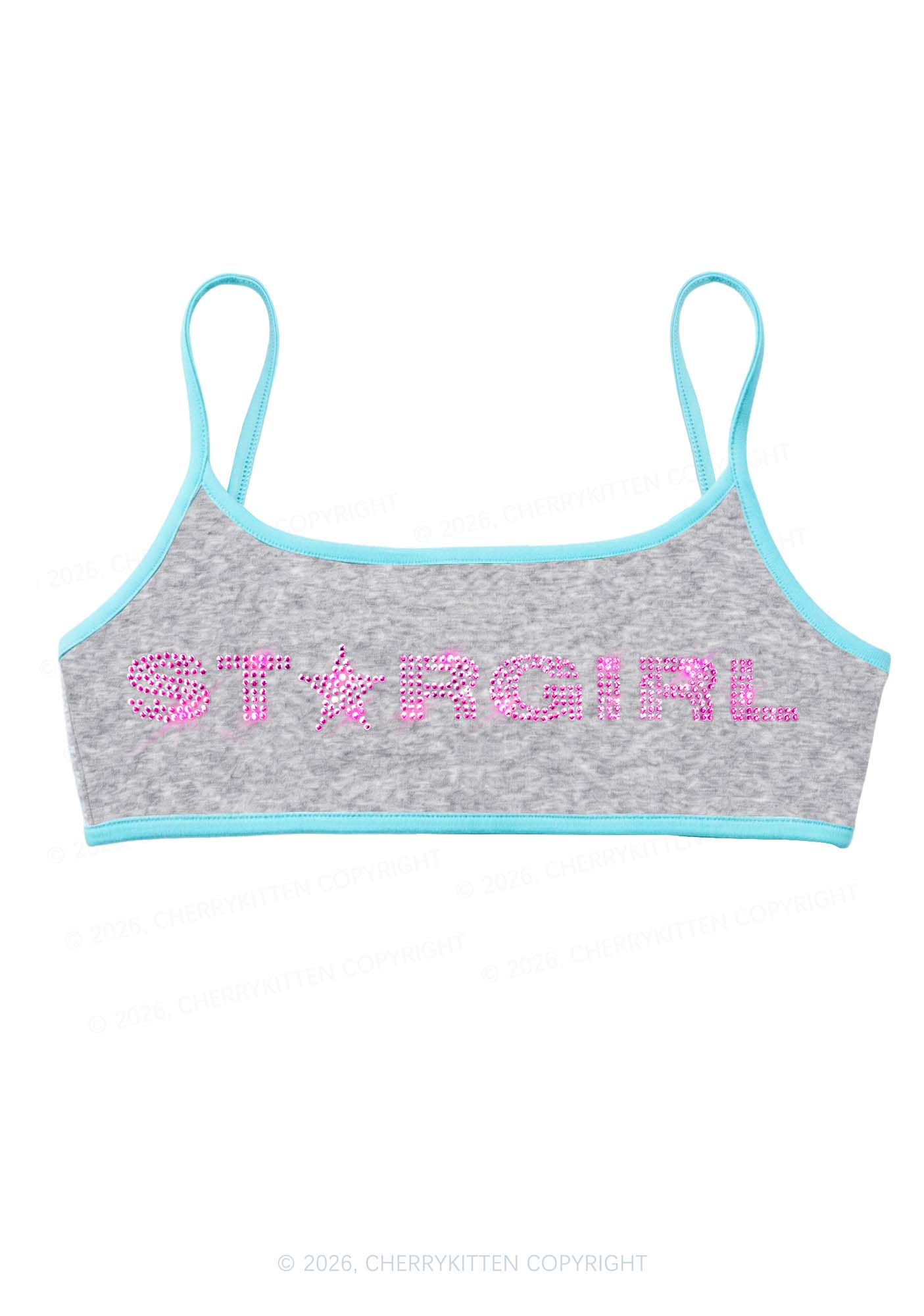 Rhinestone Stargirl Y2K Super Crop Cami Cherrykitten