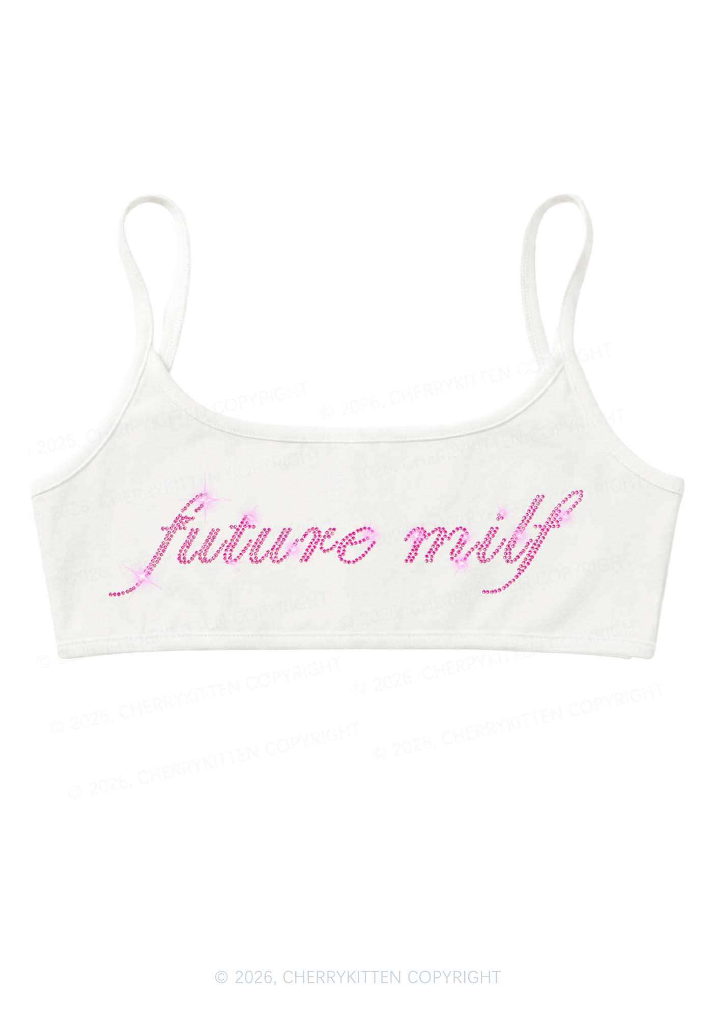 Rhinestone Pink Future Mxxf Y2K Super Crop Cami Cherrykitten
