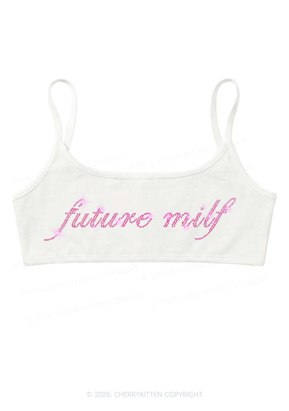 Rhinestone Pink Future Mxxf Y2K Super Crop Cami Cherrykitten